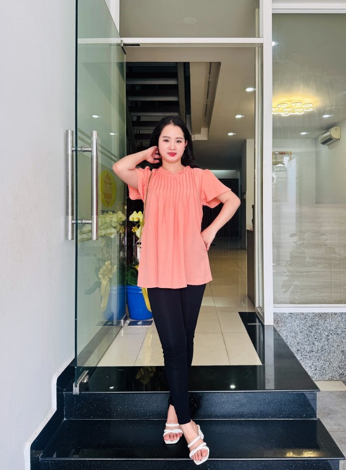 AAD3187 - Áo bầu xếp li cổ dún dễ thương