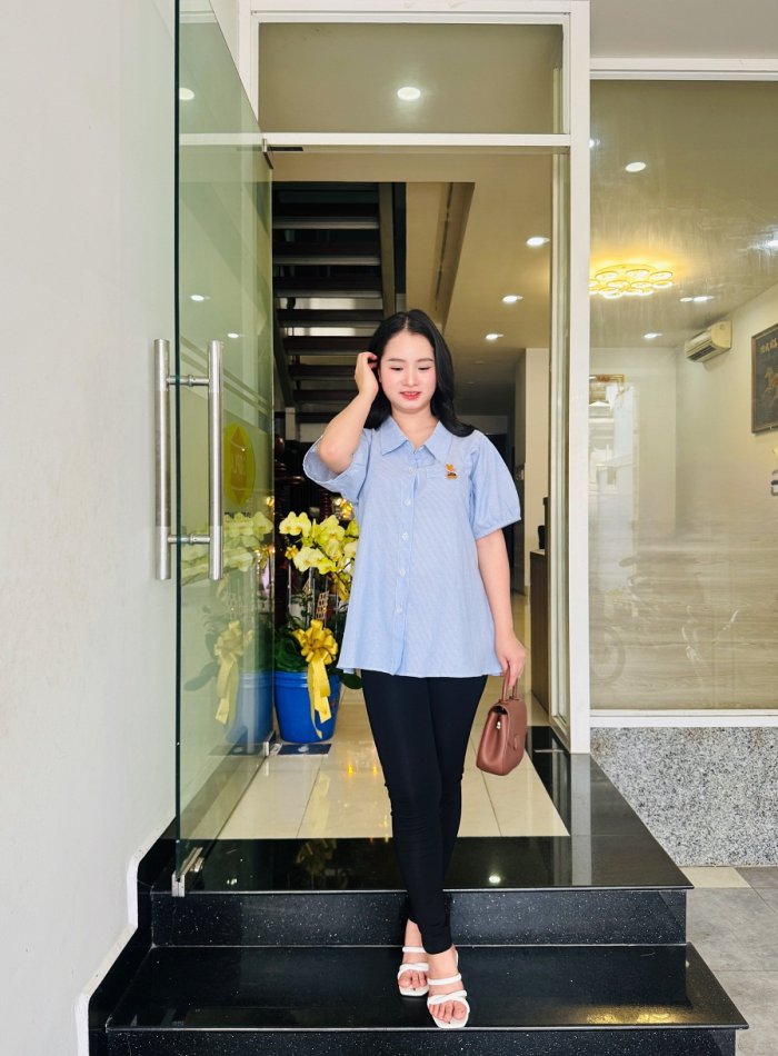 AAD3188 - Áo bầu sơ mi túi giả thỏ xinh xắn