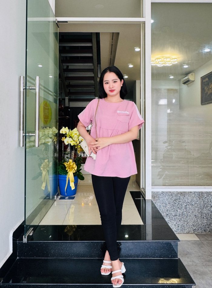 AAD3193 - Áo bầu túi chéo trước cổ tròn