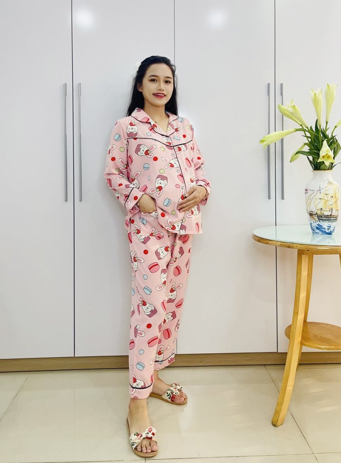 DBA343 - Đồ bộ bầu dai hoạt hình xinh xắn