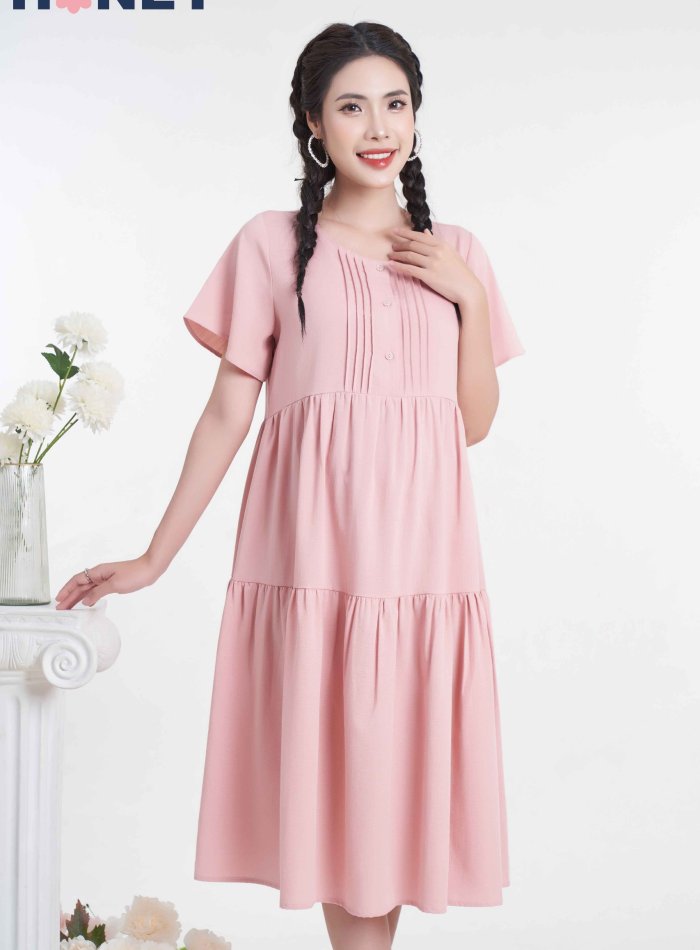 HNV1H242608- Babydoll tâng cổ tròn